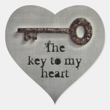 Antique Key Heart Heart Sticker by TheHopefulRomantic at Zazzle