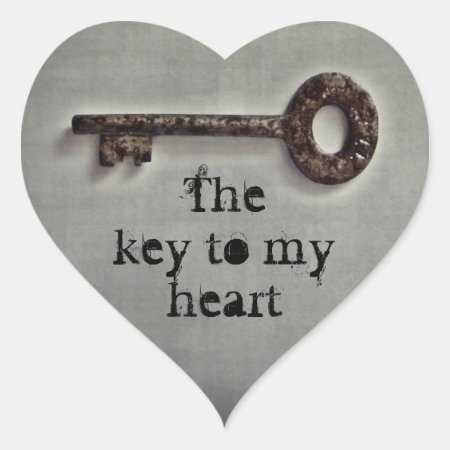 Antique Key Heart Heart Sticker