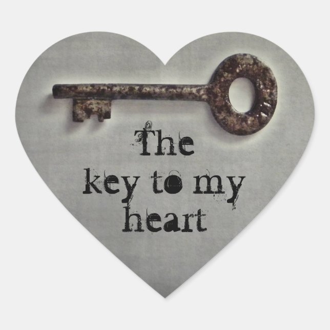 Antique key heart heart sticker (Front)