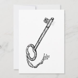 Invitation card with drawing of an Antique Key