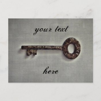 Antique Key Postcard For Your Text by TheHopefulRomantic at Zazzle