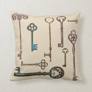 Antique Keys skeleton keys Throw Pillow