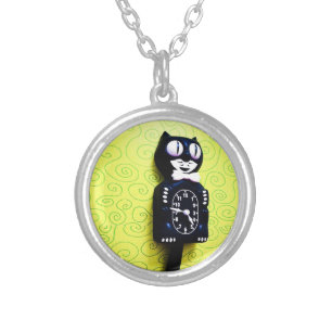 Antique kit Cat Clock Necklace