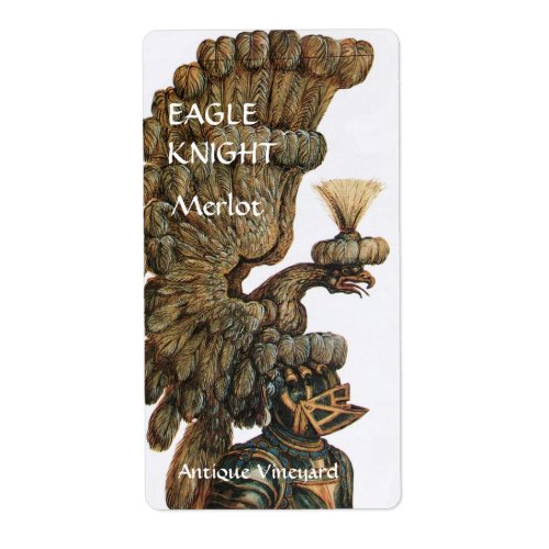 ANTIQUE KNIGHT HELMET AND EAGLE WINGS Wine Tasting Label