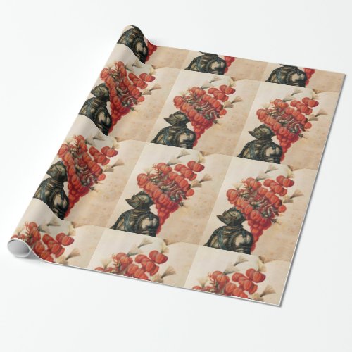 ANTIQUE KNIGHT HELMET DRAGONS AND RED F EATHERS WRAPPING PAPER