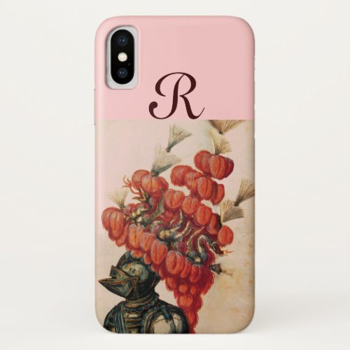 ANTIQUE KNIGHT HELMET DRAGONS AND RED FEATHERS iPhone X CASE