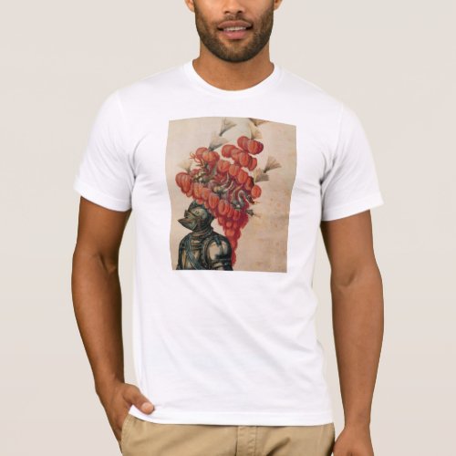 ANTIQUE KNIGHT HELMET DRAGONS AND RED FEATHERS T_Shirt