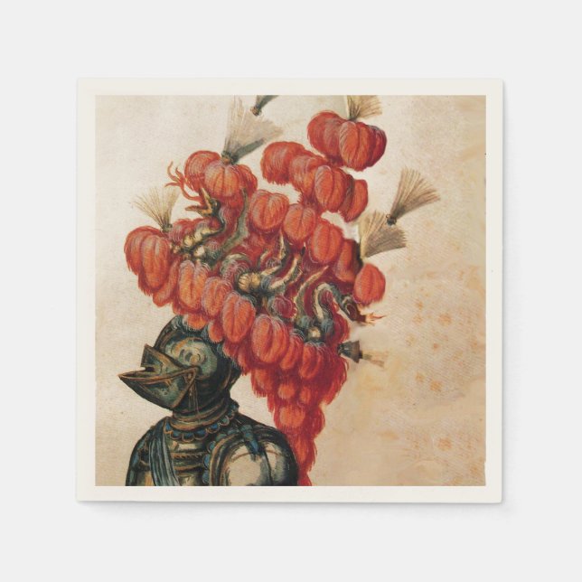 ANTIQUE KNIGHT HELMET ,DRAGONS PAPER NAPKINS (Front)
