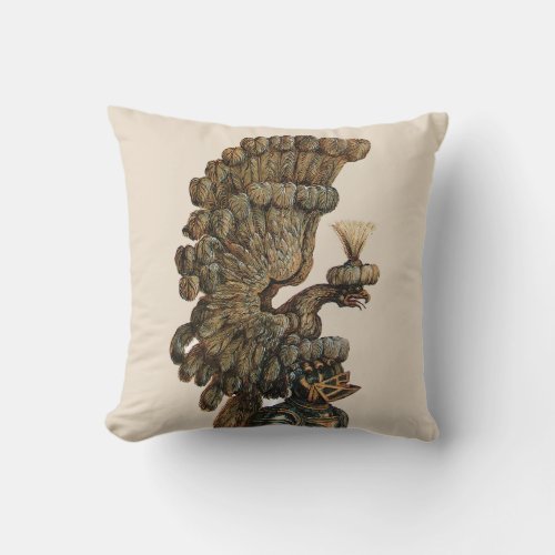 ANTIQUE KNIGHT HELMET WITH EAGLE THROW PILLOW