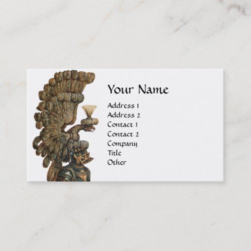 ANTIQUE KNIGHT HELMET WITH EAGLE WINGS MONOGRAM BUSINESS CARD