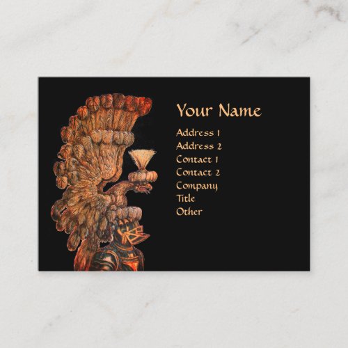ANTIQUE KNIGHT HELMET WITH EAGLE WINGS MONOGRAM BUSINESS CARD