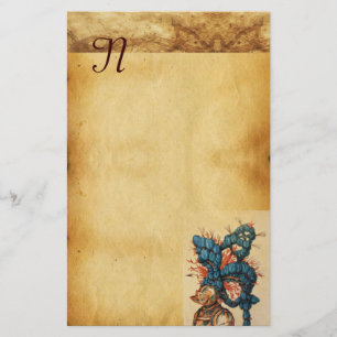 ANTIQUE KNIGHT HELMET WITH RED BLUE FEATHERS STATIONERY