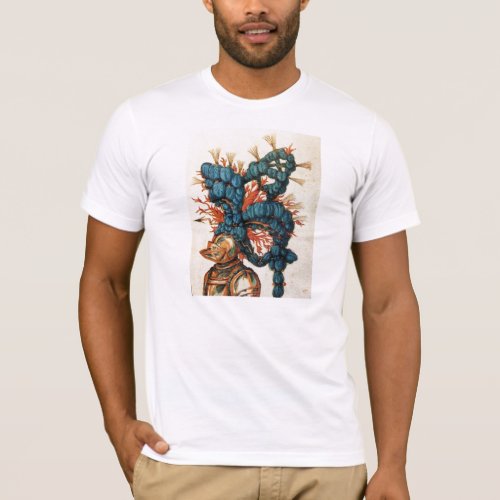 ANTIQUE KNIGHT HELMET WITH RED BLUE FEATHERS T_Shirt