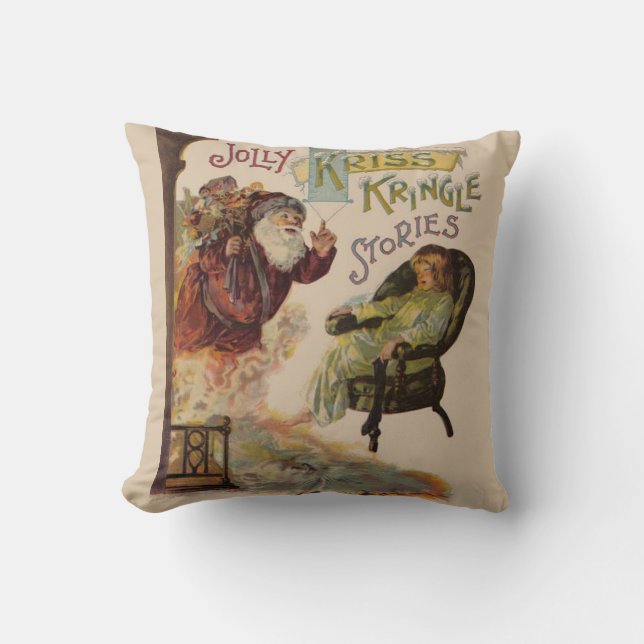 Antique Kris Kringle Sanga Claus Throw Pillow (Front)