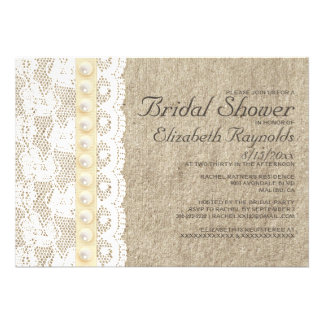 Lace And Pearls Bridal Shower Invitations 6