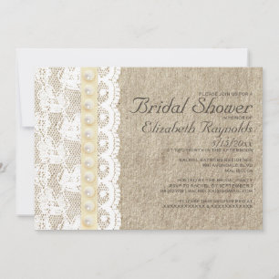 Antique Lace and Pearls Bridal Shower Invitations