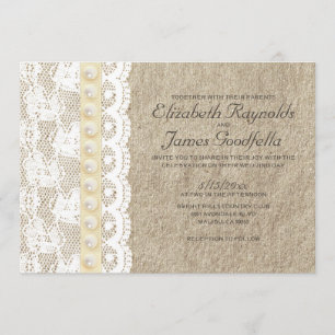 Antique Lace and Pearls Wedding Invitations