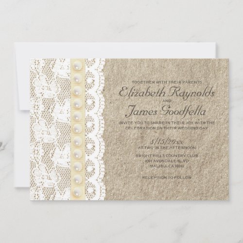 Antique Lace and Pearls Wedding Invitations