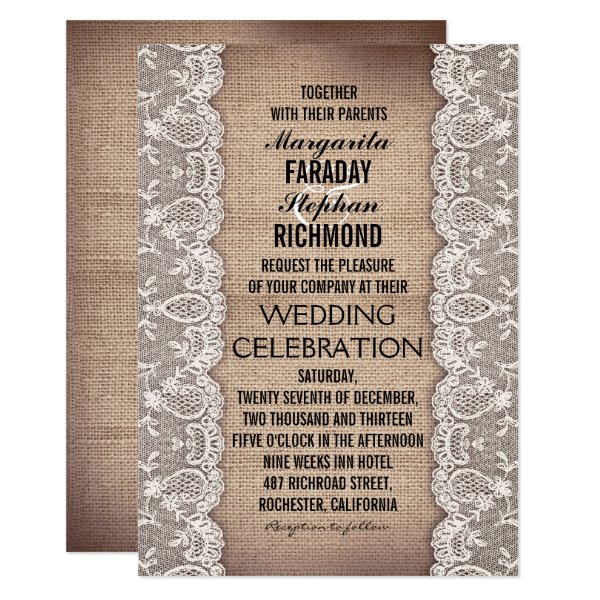 Burlap and Lace Wedding Invitations – Rustic Wedding Invitations