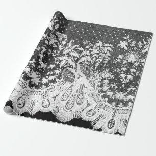 ANTIQUE LACE BLACK AND WHITE Wrapping Paper
