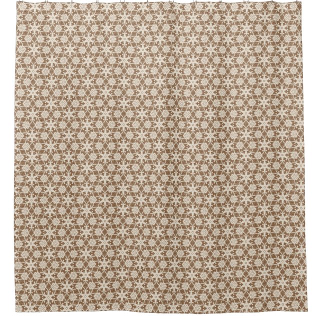 Antique lace - cream and chocolate brown shower curtain (Front)