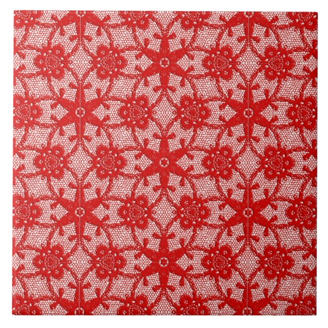 Antique lace - deep red and white tile (Front)
