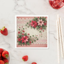 Antique Lace Floral Poinsettia Border Découpage