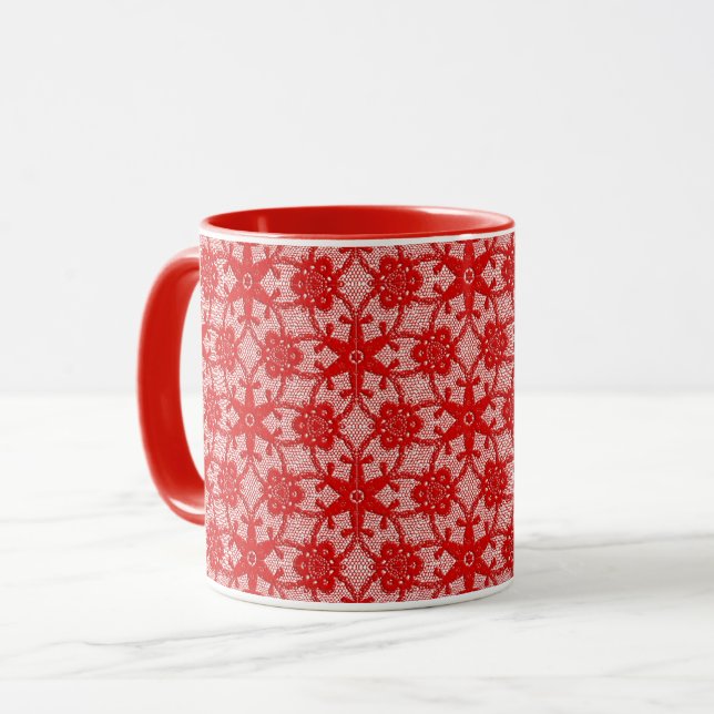 Antique Lace - Lipstick Red Mug (Front Left)