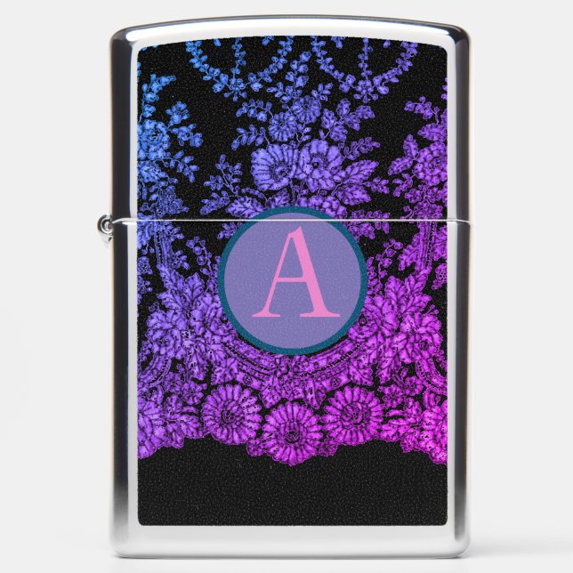 ANTIQUE LACE PATTERN CUSTOM INITIAL Zippo Lighter (Front)