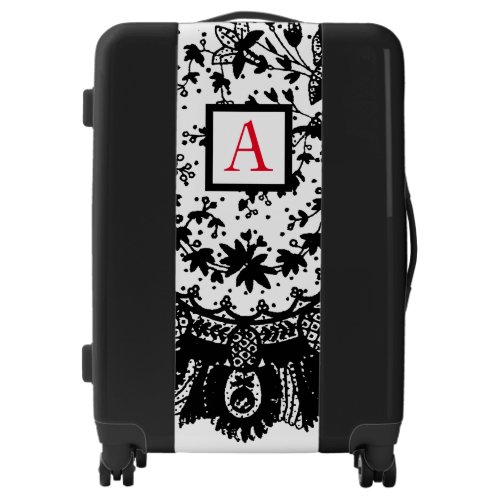 ANTIQUE LACE PATTERN LUGGAGE CUSTOM INITIAL