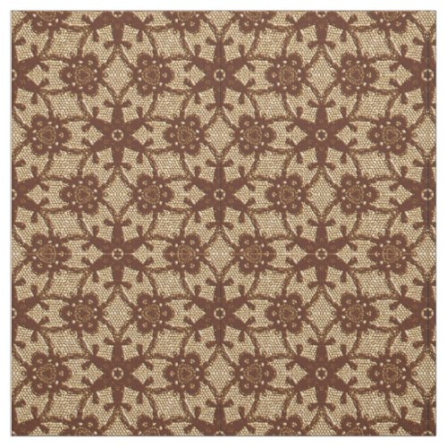 Antique lace print _ chocolate and beige fabric