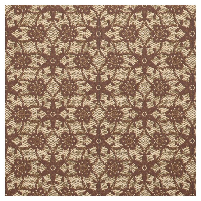 Antique lace print - chocolate and beige fabric (Swatch)