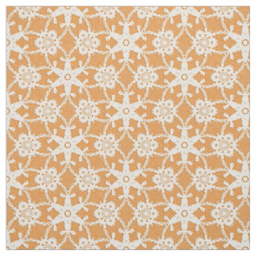 Antique lace print _ orange and cream fabric