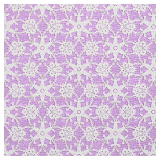 Antique lace print - white and lavender fabric