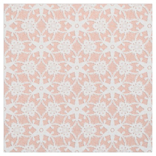 Antique lace print - white and peach fabric