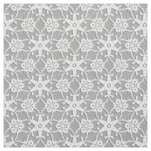 Antique lace print - white and silver grey fabric