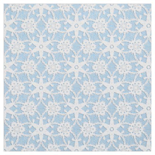 Antique lace print - white and sky blue fabric