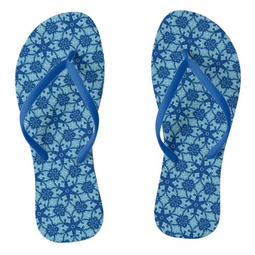 Antique lace _ sapphire and pale blue flip flops