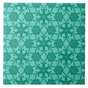 Antique lace - turquoise and aqua ceramic tile