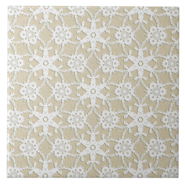 Antique lace - white and beige ceramic tile (Front)