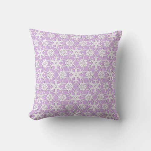 Antique lace _ white and lavender throw pillow