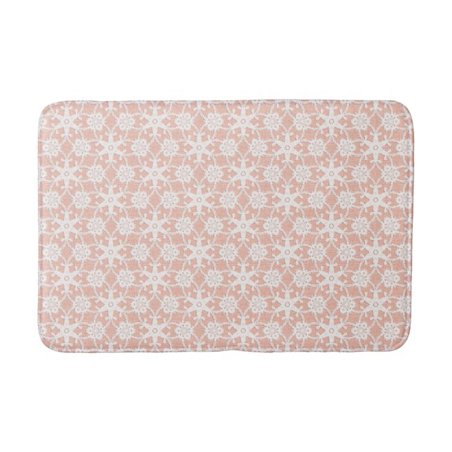 Antique lace - white and peach bathroom mat (Front)