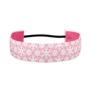 Antique lace - white and rose pink athletic headband