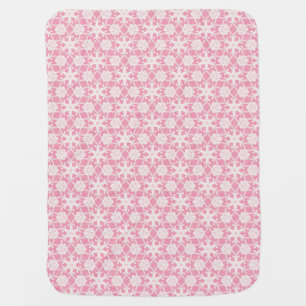 Antique lace - white and rose pink receiving blanket