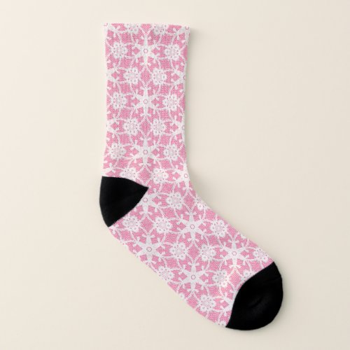 Antique lace _ white and rose pink socks