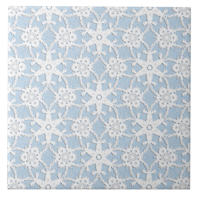 Antique lace - white and sky blue tile (Front)