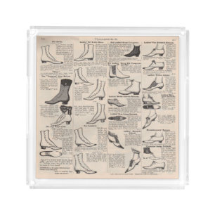 Antique Ladies Shoe Catalog Page Vintage Print Acrylic Tray
