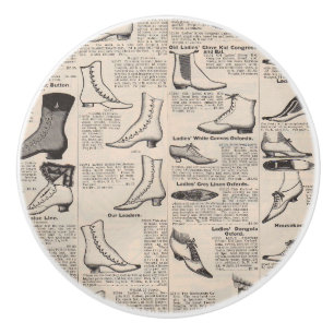Antique Ladies Shoe Catalog Page Vintage Print Ceramic Knob
