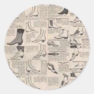 Antique Ladies Shoe Catalog Page Vintage Print Classic Round Sticker