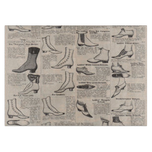 Antique Ladies Shoe Catalog Page Vintage Print Cutting Board
